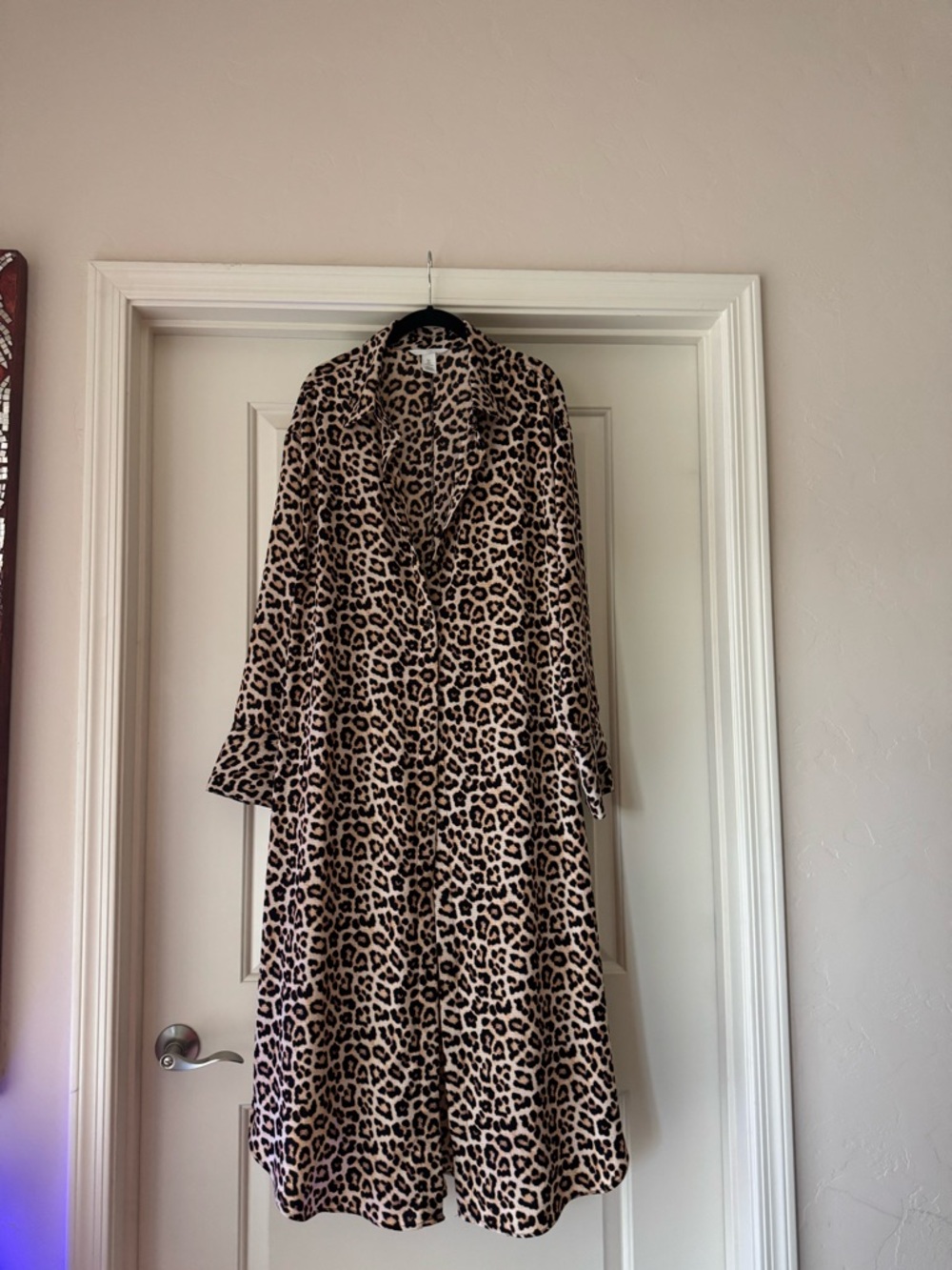 H&M Leopard Print Maxi Shirt Dress – Size L (Oversized Fit)